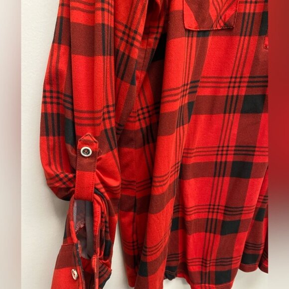 mySTYLE Red and Black Plaid Half Zip Top Size XL - Picture 6 of 6